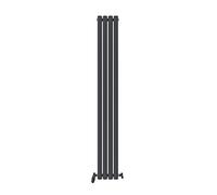 iBathUK Strata Wall Mounted Vertical Single Oval Panel Radiator, 4-Column Steel, Hydronic Central Heating, High Thermal Output, Modern Designer Radiator for Bathroom in Matt Anthracite, 1800 × 236mm