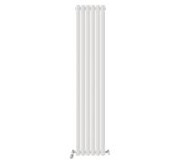 iBathUK Strata Wall-Mounted Vertical Single Oval Panel Radiator, 6 Column Steel High Thermal Output Hydronic Central Heating, Designer Modern Radiator in Matt White, 1800 × 354mm