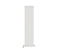 iBathUK Strata Wall-Mounted Vertical Single Oval Panel Radiator, 6 Column Steel High Thermal Output Hydronic Central Heating, Designer Modern Radiator in Matt White, 1600 × 354mm