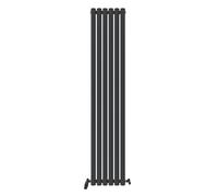 iBathUK Strata Wall Mounted Vertical Single Oval Panel Radiator, 6-Column Steel, Hydronic Central Heating, High Thermal Output, Modern Designer Radiator for Bathroom in Matt Anthracite, 1800 × 354mm