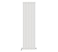 iBathUK Strata Wall-Mounted Vertical Single Oval Panel Radiator, 8 Column Steel High Thermal Output Hydronic Central Heating, Designer Modern Radiator in Matt White, 1800 × 472mm
