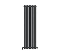 iBathUK Strata Wall Mounted Vertical Single Oval Panel Radiator, 8-Column Steel, Hydronic Central Heating, High Thermal Output, Modern Designer Radiator for Bathroom in Matt Anthracite, 1600 × 472mm