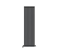 iBathUK Strata Wall Mounted Vertical Single Oval Panel Radiator, 8-Column Steel, Hydronic Central Heating, High Thermal Output, Modern Designer Radiator for Bathroom in Matt Anthracite, 1800 × 472mm