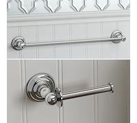 iBathUK | Traditional Bathroom Accessory Set Towel Rail + Toilet Roll Holder ACCYS4