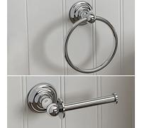 iBathUK | Traditional Bathroom Accessory Set Towel Ring + Toilet Roll Holder ACCYS3