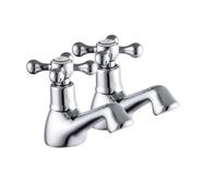 iBathUK | Traditional Twin Basin Sink Hot and Cold Taps Luxury Pair Chrome Bathroom