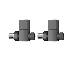 iBathUK Urban Wall/Floor-Mounted Straight Square Radiator Valve Pair, Durable Brass Build Compatible with Panel, Column, Towel & Designer Radiators, Universal Fit Cube Valves in Matt Anthracite, 15mm