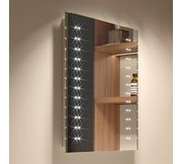 iBathUK Vega Wall Mounted LED Bathroom Mirror, Battery Powered Rectangular Light Up Mirror, Modern Straight Edge Portrait or Landscape in Copper Free Silver Glass, 390 x 500mm