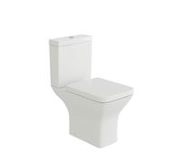 iBathUK Venice Close Coupled Toilet, Ceramic Toilet Pan with Chrome Dual Flush Cistern, Soft Close, Quick Release Toilet Seat for Bathroom-White Gloss, Square Shape