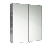 Ibathuk Vienna Wall Mounted Stainless Steel Bathroom Mirror Cabinet With Double Door Storage Unit & 2 Shelves In Silver, 670X600mm
