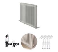 Ibathuk White 600X785X70 Two Column Radiator + Angled Valve-White
