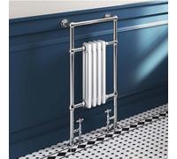 Ibathuk Windsor Traditional Vintage Vertical Heated Towel Rail - Chrome/white - 585mm X 952mm