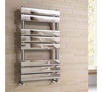 iBathUK Zerith Designer Flat Panel Heated Towel Rail Radiator, Modern Bathroom Radiator, Chrome, 800 x 450 mm