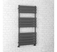 iBathUK Zerith Wall Mounted Flat Panel Heated Towel Rail, 12 Column Slim Flat Steel Hydronic Central Heating High Thermal Output Designer Bathroom Towel Radiator in Matt Anthracite, 1200 × 600mm