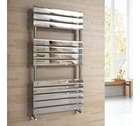 iBathUK Zerith Wall Mounted Flat Panel Heated Towel Rail, 12 Column Slim Flat Steel Hydronic Central Heating High Thermal Output Designer Bathroom Towel Radiator in Chrome, 1200 × 600mm