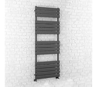 iBathUK Zerith Wall Mounted Flat Panel Heated Towel Rail, 16 Column Slim Flat Steel Hydronic Central Heating High Thermal Output Designer Bathroom Towel Radiator in Matt Anthracite, 1600 × 600mm