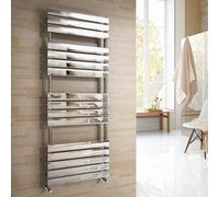 iBathUK Zerith Wall Mounted Flat Panel Heated Towel Rail, 16 Column Slim Flat Steel Hydronic Central Heating High Thermal Output Designer Bathroom Towel Radiator in Chrome, 1600 × 600mm