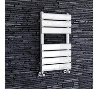 iBathUK Zerith Wall Mounted Flat Panel Heated Towel Rail, 7 Column Slim Flat Steel Hydronic Central Heating High Thermal Output Designer Bathroom Towel Radiator in Matt White, 650 × 400mm