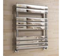 iBathUK Zerith Wall Mounted Flat Panel Heated Towel Rail, 8 Column Slim Flat Steel Hydronic Central Heating Towel Radiator with High Thermal Output, Chrome Designer Bathroom Towel Rail, 800 × 600mm