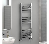 iBathUK Zypher Curved Wall Mounted Heated Towel Rail, 13 Column Steel High Thermal Output Hydronic Central Heating, Round Curved Designer Towel Radiator in Chrome, 1000 × 400mm