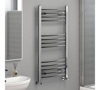iBathUK Zypher Curved Wall Mounted Heated Towel Rail, 13 Column Steel High Thermal Output Hydronic Central Heating, Round Curved Designer Towel Radiator in Chrome, 1000 × 500mm