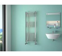 iBathUK Zypher Curved Wall Mounted Heated Towel Rail, 17 Column Steel High Thermal Output Hydronic Central Heating, Round Curved Designer Towel Radiator in Chrome, 1200 × 400mm
