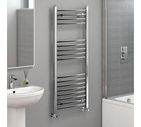 iBathUK Zypher Curved Wall Mounted Heated Towel Rail, 17 Column Steel High Thermal Output Hydronic Central Heating, Round Curved Designer Towel Radiator in Chrome, 1200 × 500mm