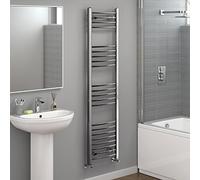 iBathUK Zypher Curved Wall Mounted Heated Towel Rail, 22 Column Steel High Thermal Output Hydronic Central Heating, Round Curved Designer Towel Radiator in Chrome, 1600 × 400mm