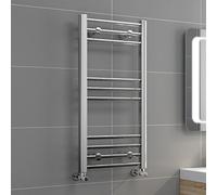 iBathUK Zypher Straight Wall Mounted Heated Towel Rail, 10 Column Steel Hydronic Central Heating High Thermal Output Designer Towel Radiator in Chrome, 800 × 400mm