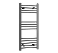 iBathUK Zypher Straight Wall Mounted Heated Towel Rail, 13 Column Steel High Thermal Output Hydronic Central Heating, Round Designer Towel Rail in Matt Anthracite, 1000 × 450mm