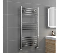 iBathUK Zypher Straight Wall Mounted Heated Towel Rail, 13 Column Steel Hydronic Central Heating High Thermal Output Designer Towel Radiator in Chrome, 1000 × 500mm