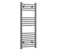 iBathUK Zypher Straight Wall Mounted Heated Towel Rail, 17 Column Steel High Thermal Output Hydronic Central Heating, Round Designer Towel Rail in Matt Anthracite, 1200 × 450mm