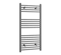 iBathUK Zypher Straight Wall Mounted Heated Towel Rail, 17 Column Steel High Thermal Output Hydronic Central Heating, Round Designer Towel Rail in Matt Anthracite, 1200 × 600mm