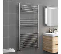 iBathUK Zypher Straight Wall Mounted Heated Towel Rail, 17 Column Steel Hydronic Central Heating High Thermal Output Designer Towel Radiator in Chrome, 1200 × 600mm