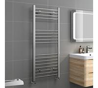 iBathUK Zypher Straight Wall Mounted Heated Towel Rail, 17 Column Steel Hydronic Central Heating High Thermal Output Designer Towel Radiator in Chrome, 1200 × 500mm