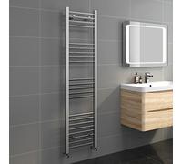 iBathUK Zypher Straight Wall Mounted Heated Towel Rail, 22 Column Steel Hydronic Central Heating High Thermal Output Designer Towel Radiator in Chrome, 1600 × 400mm