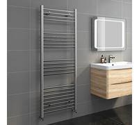iBathUK Zypher Straight Wall Mounted Heated Towel Rail, 22 Column Steel Hydronic Central Heating High Thermal Output Designer Towel Radiator in Chrome, 1600 × 600mm