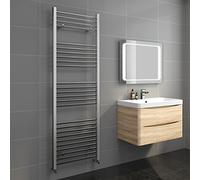 iBathUK Zypher Straight Wall Mounted Heated Towel Rail, 26 Column Steel Hydronic Central Heating High Thermal Output Designer Towel Radiator in Chrome, 1800 × 600mm