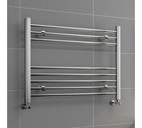 iBathUK Zypher Straight Wall Mounted Heated Towel Rail, 8 Column Steel High Thermal Output Hydronic Central Heating, Round Designer Towel Radiator in Chrome, 600 × 800mm