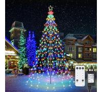 iBaycon LED Christmas Tree Light Multicolor with Star Topper,2.3m x 12 String Light,274 LED Outdoor Christmas Lights 8 Modes Timer Remote,Dimmable Fairy Lights Garden Yard Waterproof Decorations