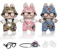 iBayda Total 3 Sets Doll Clothes Accessories for 17cm Dolls Include: 3 Hats, 3 Tops, 3 Rompers, 1 Bag, 1 Glasses and 1 Shoes- Soft & Stylish Costume Accessories (Doll Not Icluded)