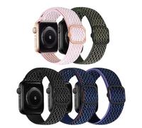 iBazal Compatible with Apple Watch Band 41mm 40mm 38mm Nylon Braided Magnetic Solo Loop Elastic Strap Replacement for iWatch Series 9/8/7/6/5/4/3/2/1/SE/SE2-38/40/41 Pink/2 Blue/Black/Green