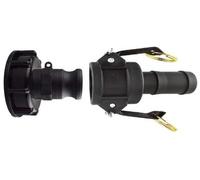 IBC 2 Inch S60X6 Cap with 3/4 Inch BSPF Thread and Camlock Type F and C PP - IBC Tank Outlet Adapter Kit for Hose Connection, Irrigation, Water Transfer, Agriculture and Fluid Handling