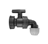 Ibc 2" S60X6 Lid With Oversized 2" Bspf Plastic Ball Valve And 20mm Pn10 Mdpe Elbow Connector