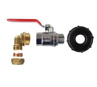 Ibc 2" S60X6 Tank Lid With 1" Bspm-F Nickel-Plated Lever Valve And 28mm Brass Compression Fitting