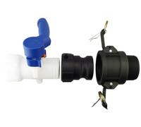IBC 2" S60X6 Valve Kit with 1" Type B Camlock Adapter and Coupler - Polypropylene IBC Valve Set