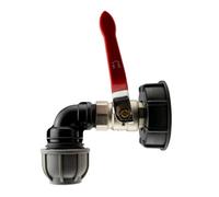 Ibc 2S60X6 End Cap Kit With 1Bspf End Cap 1Bspm Lever Valve And 25mm Mdpe 90Degrees Elbow
