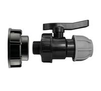 Ibc 2S60X6 End Cap With Integrated Bsp Thread And 20mm Mdpe Flow Control Valve Set