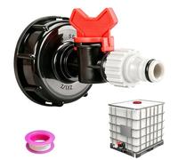 IBC Adapter Accessory Set, 1/2 Inch and 3/4 Inch IBC Tank Accessories, IBC Container Accessories, IBC Adapter S60 x 6 Water Butt Connector for 1000L Water Tank & Diesel Tank Accessories, Outlet Tap (3