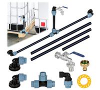 Ibc Adapter with Gooseneck Brass Tap, S60 x 6 Tap Stopcock, 3/4 Inch for 2 Ibc Tanks Side by Side/Rain Tanks Included, for Ibc Tank Accessories, 1000 L Rainwater Tank, Hose Fitting